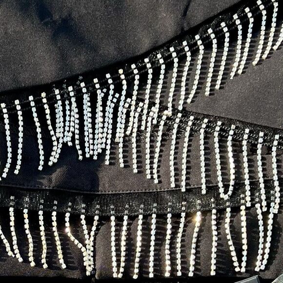 HOUSE OF HARLOW 1960 RHINESTONE FRINGE BLAZER JACKET & MINI SKIRT SET NWT XS - Picture 11 of 16